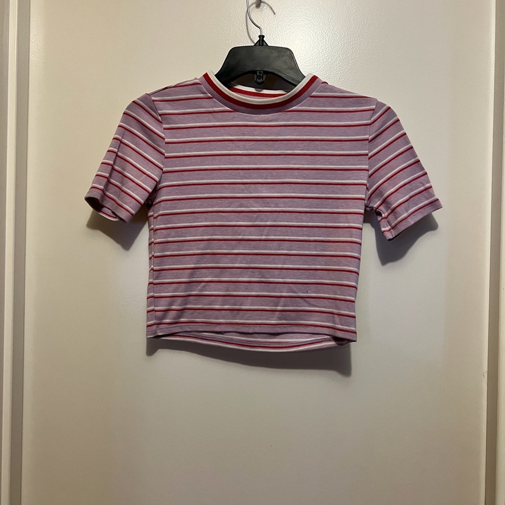 Striped Red and White Crop Top